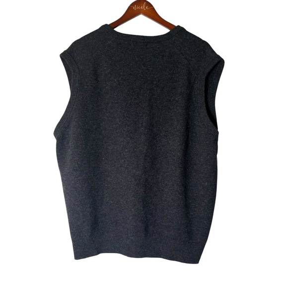 Vtg LL Bean 100% Lambswool Knit Sweater Vest VNeck Pullover Charcoal Gray Men XL - Picture 2 of 6